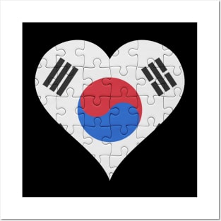 South Korean Jigsaw Puzzle Heart Design - Gift for South Korean With South Korea Roots Posters and Art